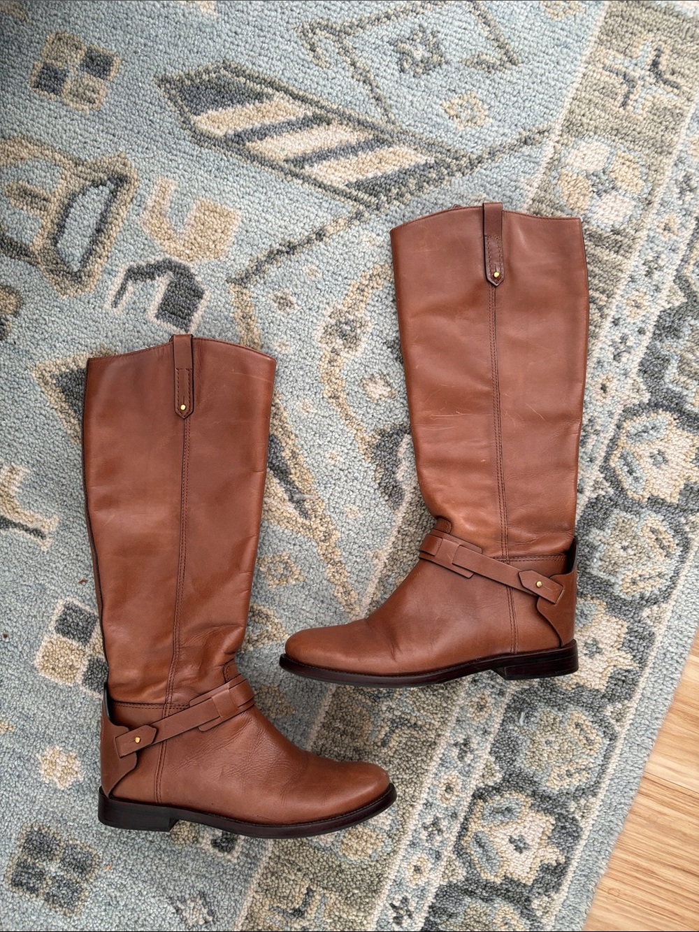 Tory Burch Chestnut Leather Tall Riding Boots